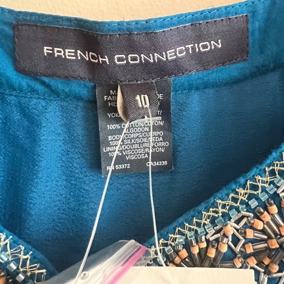 French Connection Size 10 Ocean blue silk camisole with beading throughout. - Picture 10 of 16